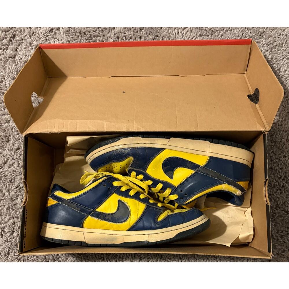 Nike Dunk Low Sneakers Men's Michigan Leather Lace Up Running Athletic Shoes -8